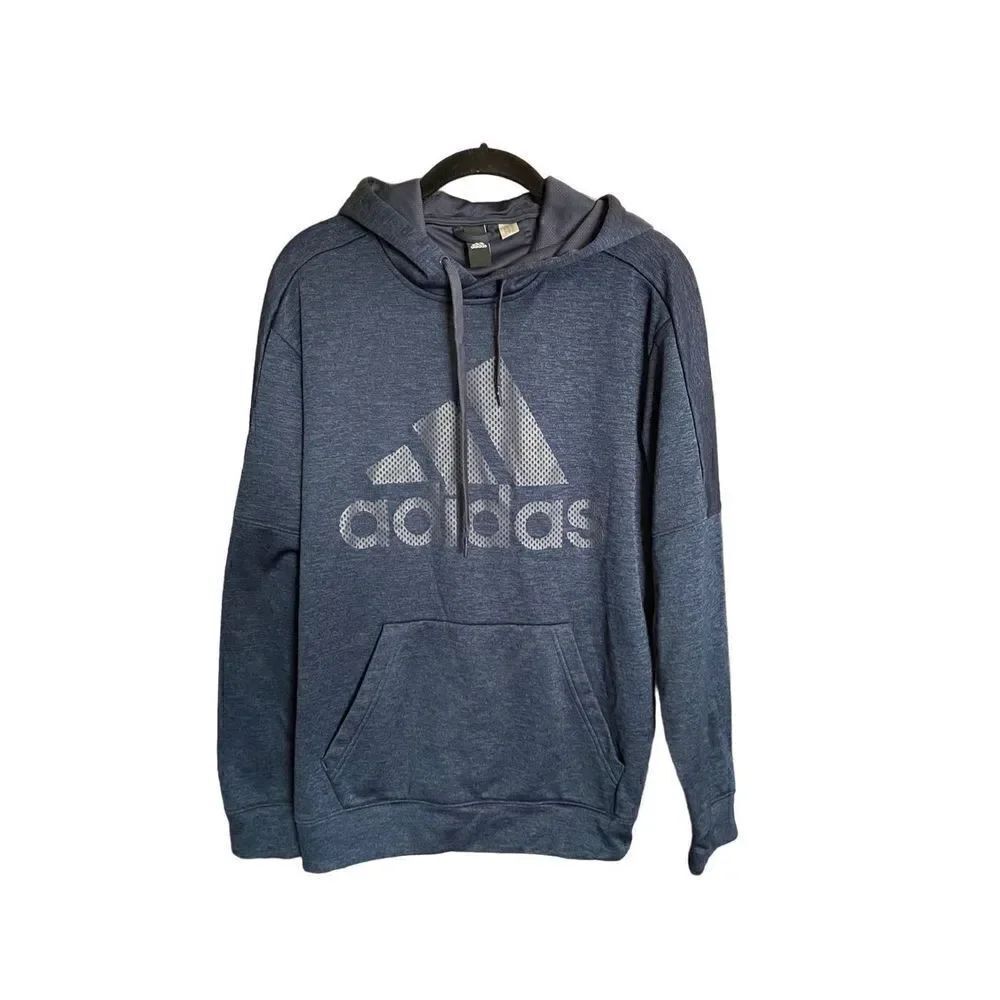 Adidas men’s, dark blue, long sleeve hoodie, pull over sweatshirt, size large